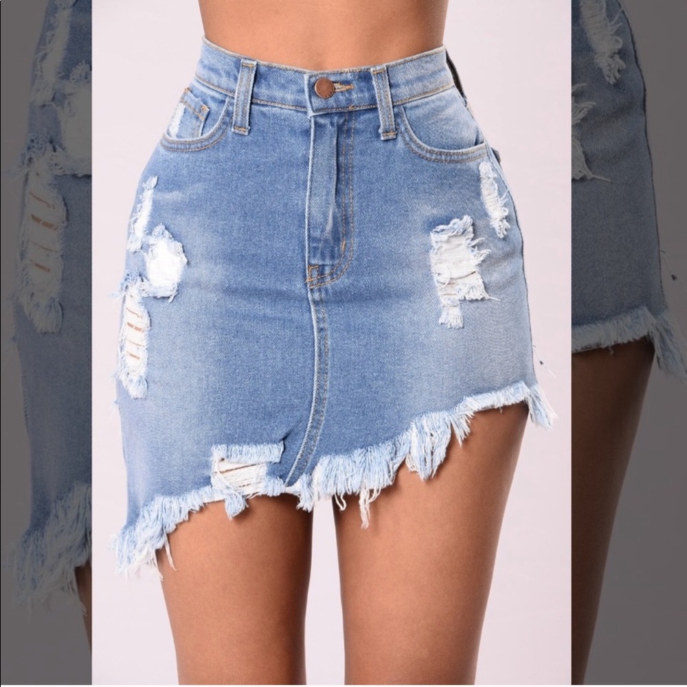 Fashion Nova asymmetric stretchy denim skirt